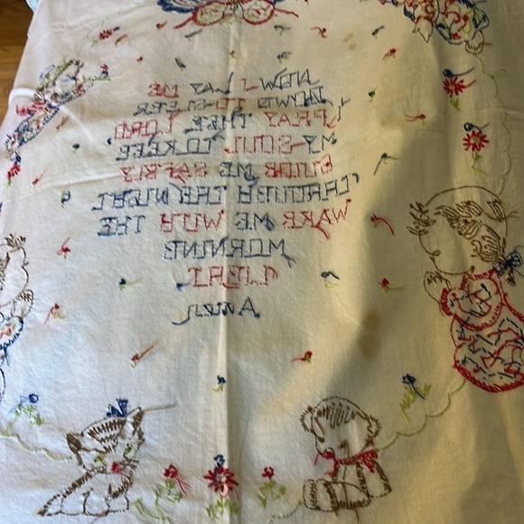 Vintage hand embroidered “Now I lay me down to sleep” prayer. - Picture 11 of 13